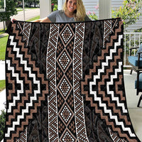 Classic Tukutuku Pattern Aotearoa Quilt Niho Taniwha and Puhoro Motifs LT7 Brown - Polynesian Pride