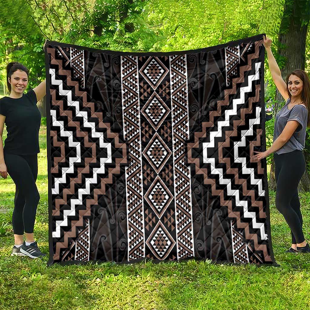Classic Tukutuku Pattern Aotearoa Quilt Niho Taniwha and Puhoro Motifs LT7 - Polynesian Pride