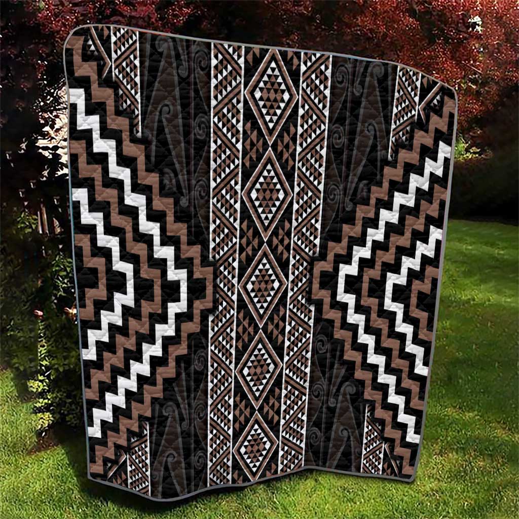 Classic Tukutuku Pattern Aotearoa Quilt Niho Taniwha and Puhoro Motifs LT7 - Polynesian Pride