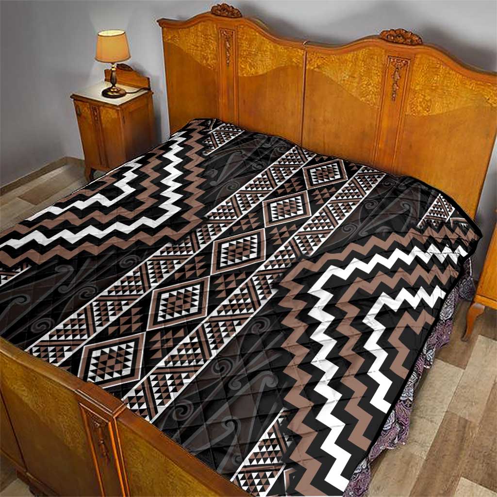 Classic Tukutuku Pattern Aotearoa Quilt Niho Taniwha and Puhoro Motifs LT7 - Polynesian Pride