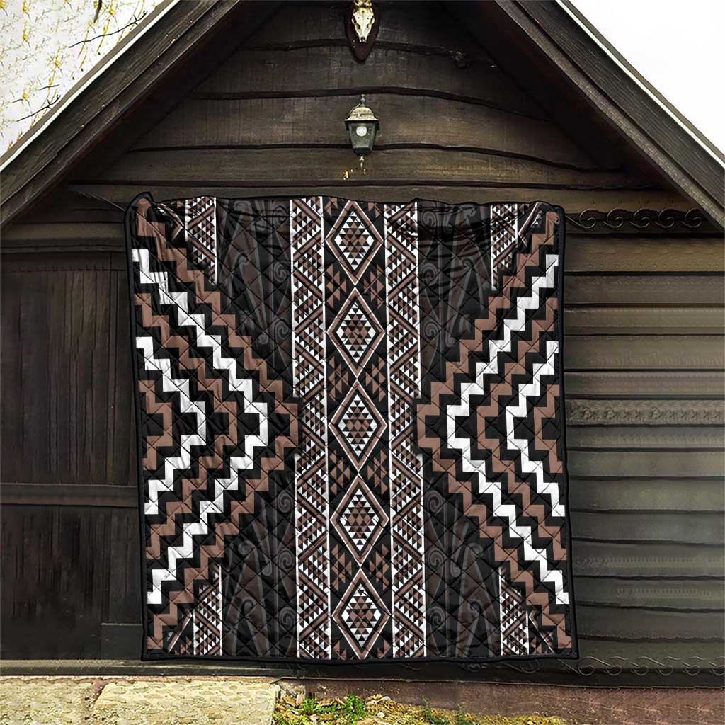 Classic Tukutuku Pattern Aotearoa Quilt Niho Taniwha and Puhoro Motifs LT7 - Polynesian Pride