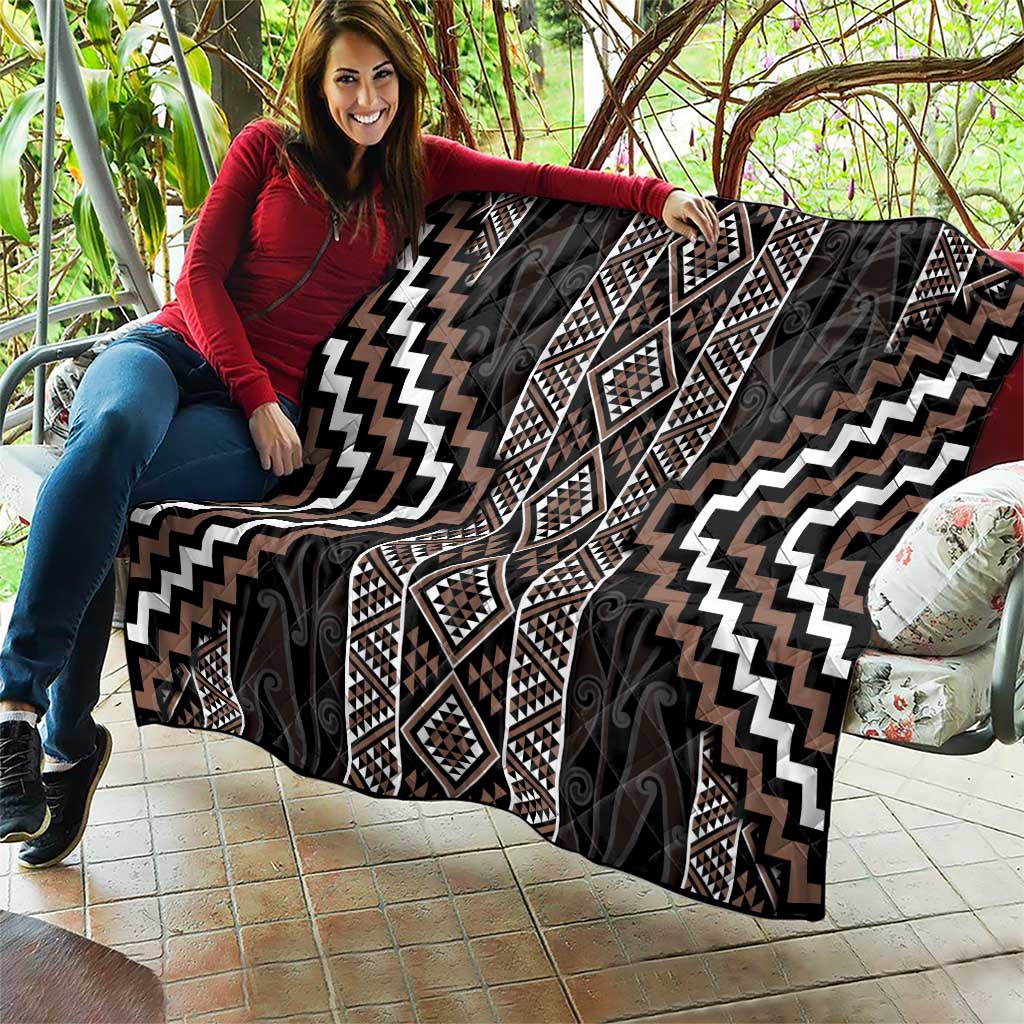 Classic Tukutuku Pattern Aotearoa Quilt Niho Taniwha and Puhoro Motifs LT7 - Polynesian Pride