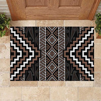Classic Tukutuku Pattern Aotearoa Rubber Doormat Niho Taniwha and Puhoro Motifs LT7 Brown - Polynesian Pride