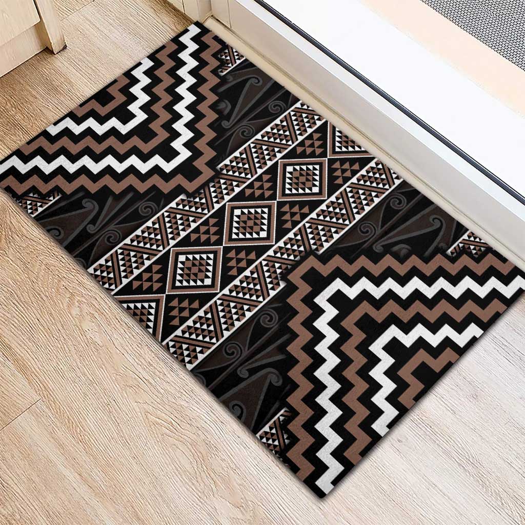 Classic Tukutuku Pattern Aotearoa Rubber Doormat Niho Taniwha and Puhoro Motifs LT7 - Polynesian Pride