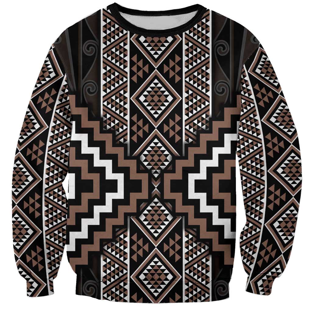 Classic Tukutuku Pattern Aotearoa Sweatshirt Niho Taniwha and Puhoro Motifs