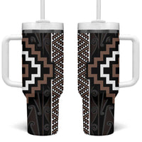 Classic Tukutuku Pattern Aotearoa Tumbler With Handle Niho Taniwha and Puhoro Motifs