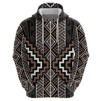 Classic Tukutuku Pattern Aotearoa Zip Hoodie Niho Taniwha and Puhoro Motifs LT7 - Polynesian Pride