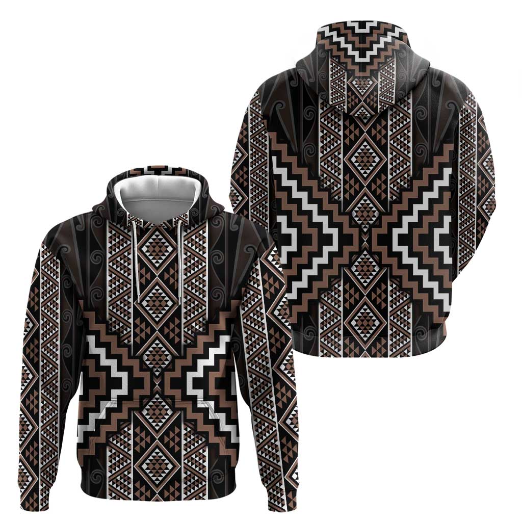 Classic Tukutuku Pattern Aotearoa Zip Hoodie Niho Taniwha and Puhoro Motifs LT7 - Polynesian Pride