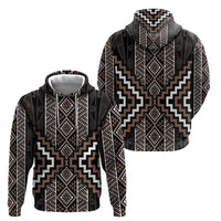 Classic Tukutuku Pattern Aotearoa Zip Hoodie Niho Taniwha and Puhoro Motifs LT7 - Polynesian Pride