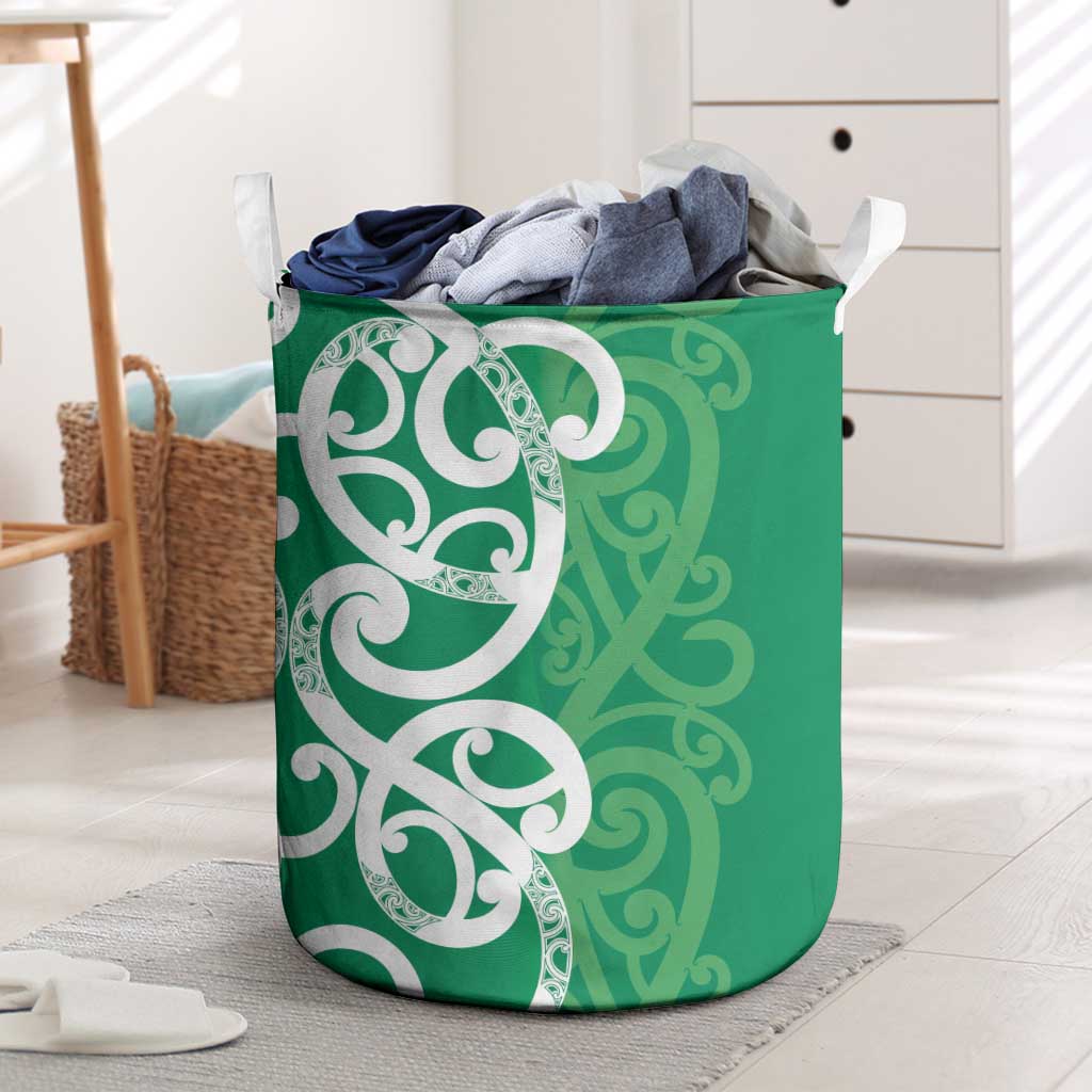 Pounamu Green Maori Laundry Basket Koru Kowhaiwhai - Polynesian Pride
