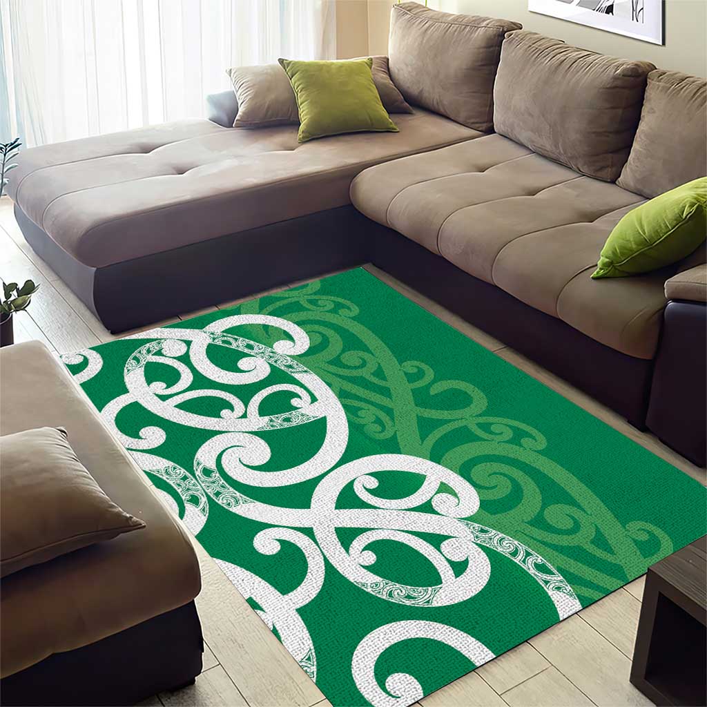 Pounamu Green Maori Area Rug Koru Kowhaiwhai - Polynesian Pride
