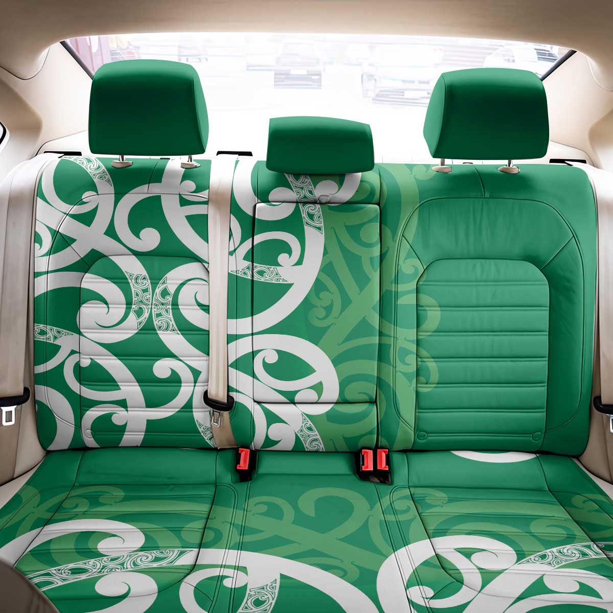 Pounamu Green Maori Back Car Seat Cover Koru Kowhaiwhai - Polynesian Pride
