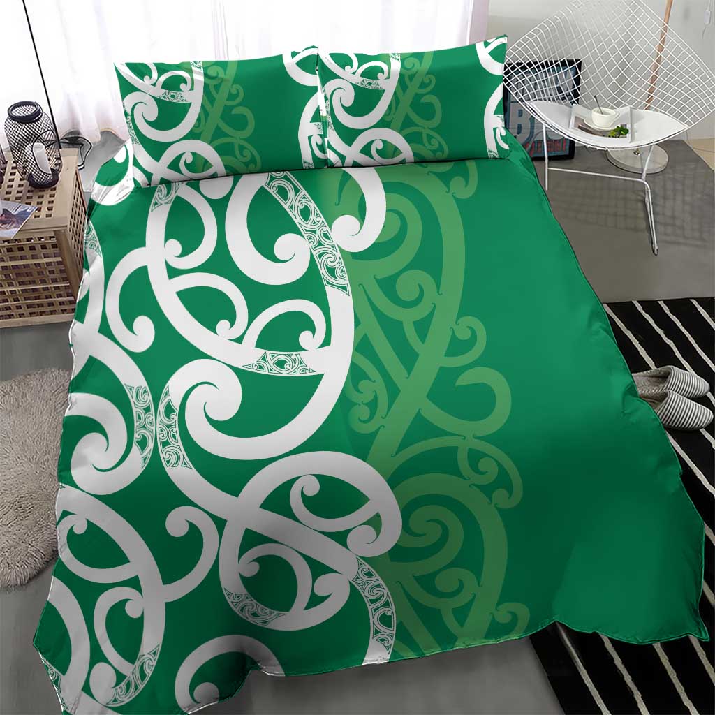 Pounamu Green Maori Bedding Set Koru Kowhaiwhai - Polynesian Pride