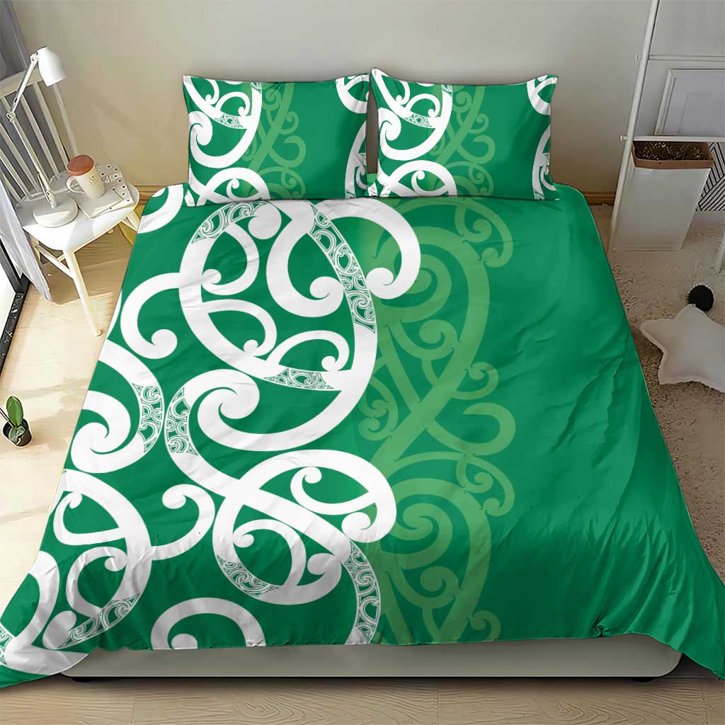 Pounamu Green Maori Bedding Set Koru Kowhaiwhai - Polynesian Pride