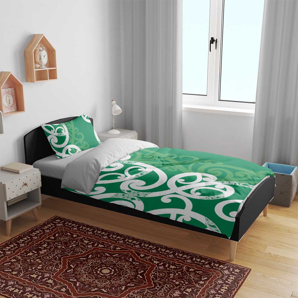 Pounamu Green Maori Bedding Set Koru Kowhaiwhai - Polynesian Pride