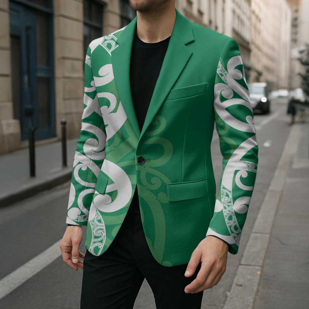Pounamu Green Maori Blazer Koru Kowhaiwhai - Polynesian Pride