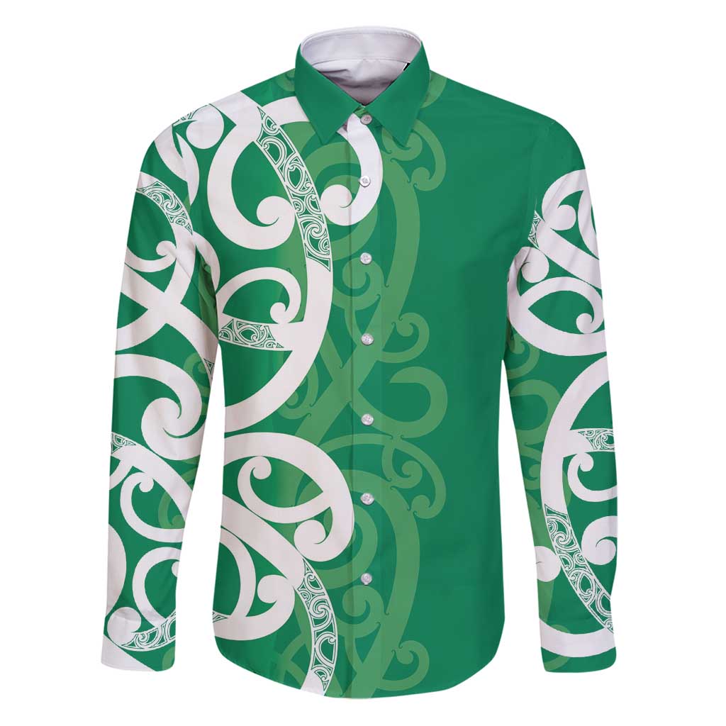Pounamu Green Maori Family Matching Puletasi and Hawaiian Shirt Koru Kowhaiwhai - Polynesian Pride