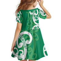 Pounamu Green Maori Family Matching Short Sleeve Bodycon Dress and Hawaiian Shirt Koru Kowhaiwhai - Polynesian Pride