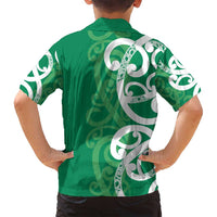 Pounamu Green Maori Family Matching Tank Maxi Dress and Hawaiian Shirt Koru Kowhaiwhai - Polynesian Pride