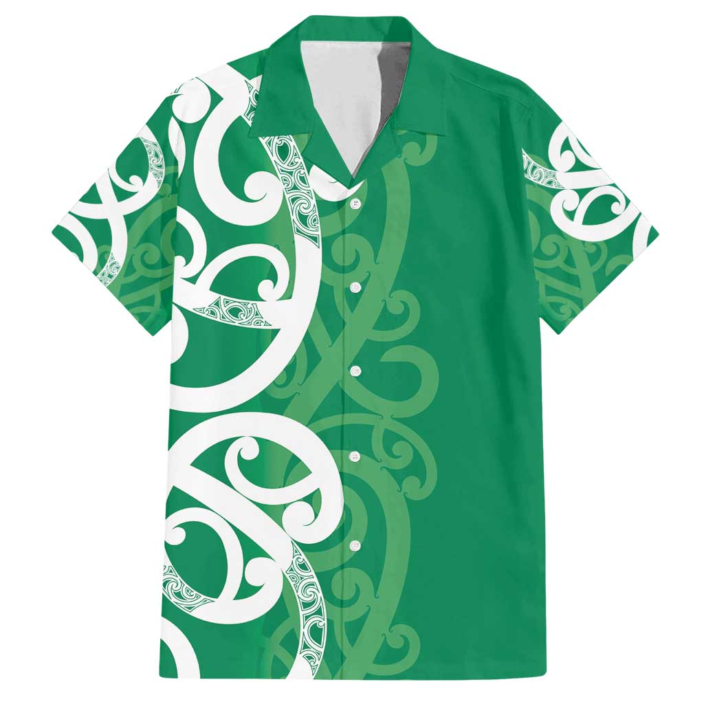 Pounamu Green Maori Family Matching Tank Maxi Dress and Hawaiian Shirt Koru Kowhaiwhai - Polynesian Pride
