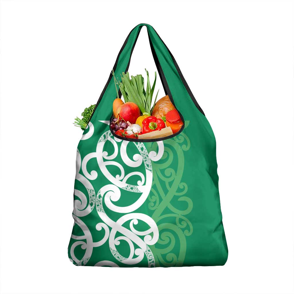 Pounamu Green Maori Grocery Bag Koru Kowhaiwhai - Polynesian Pride