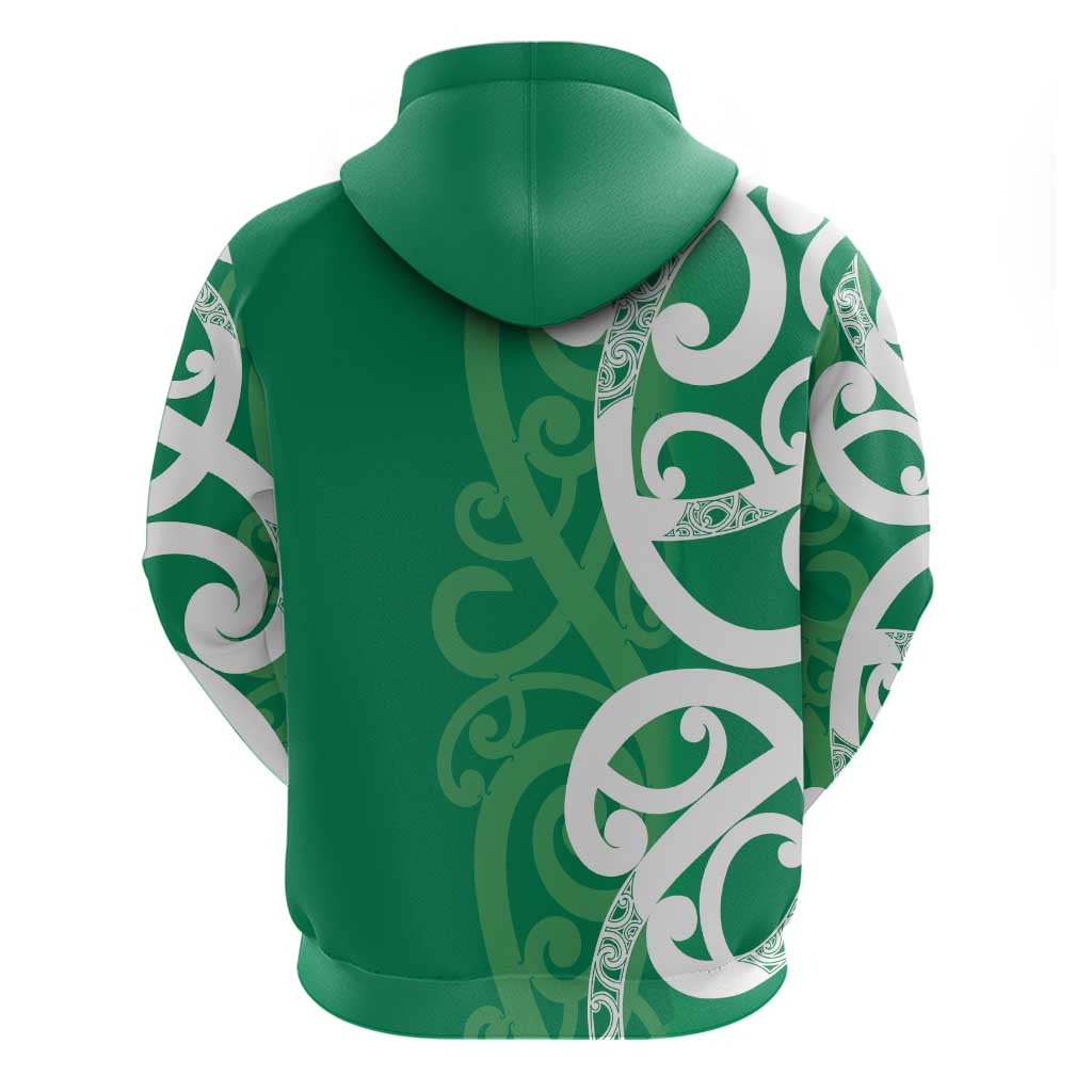 Pounamu Green Maori Hoodie Koru Kowhaiwhai - Polynesian Pride