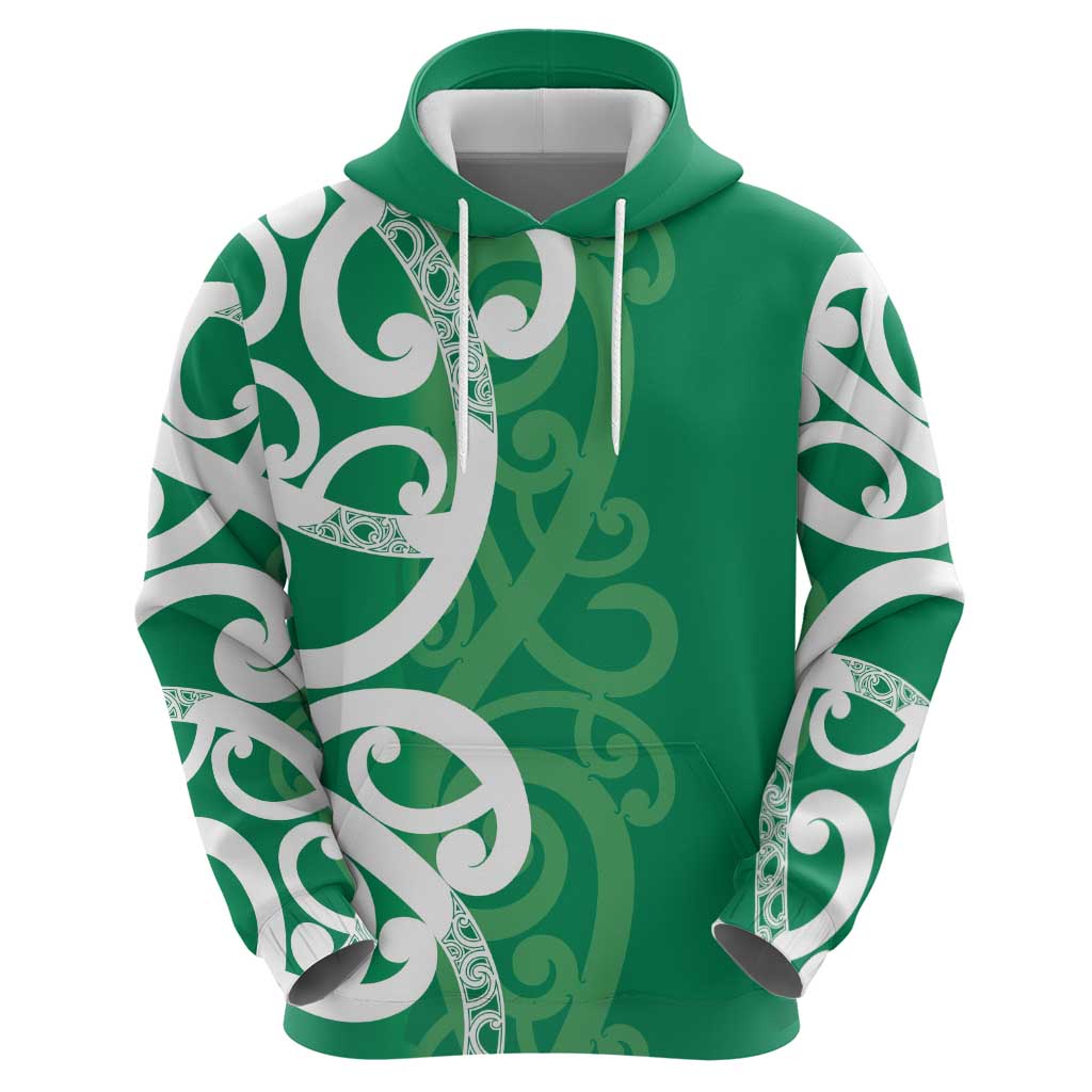 Pounamu Green Maori Hoodie Koru Kowhaiwhai - Polynesian Pride