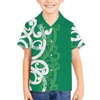 Pounamu Green Maori Kid Hawaiian Shirt Koru Kowhaiwhai LT7 Kid Green - Polynesian Pride