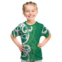 Pounamu Green Maori Kid T Shirt Koru Kowhaiwhai - Polynesian Pride