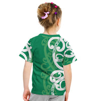 Pounamu Green Maori Kid T Shirt Koru Kowhaiwhai - Polynesian Pride