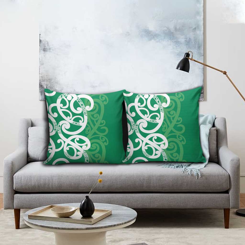 Pounamu Green Maori Pillow Cover Koru Kowhaiwhai - Polynesian Pride