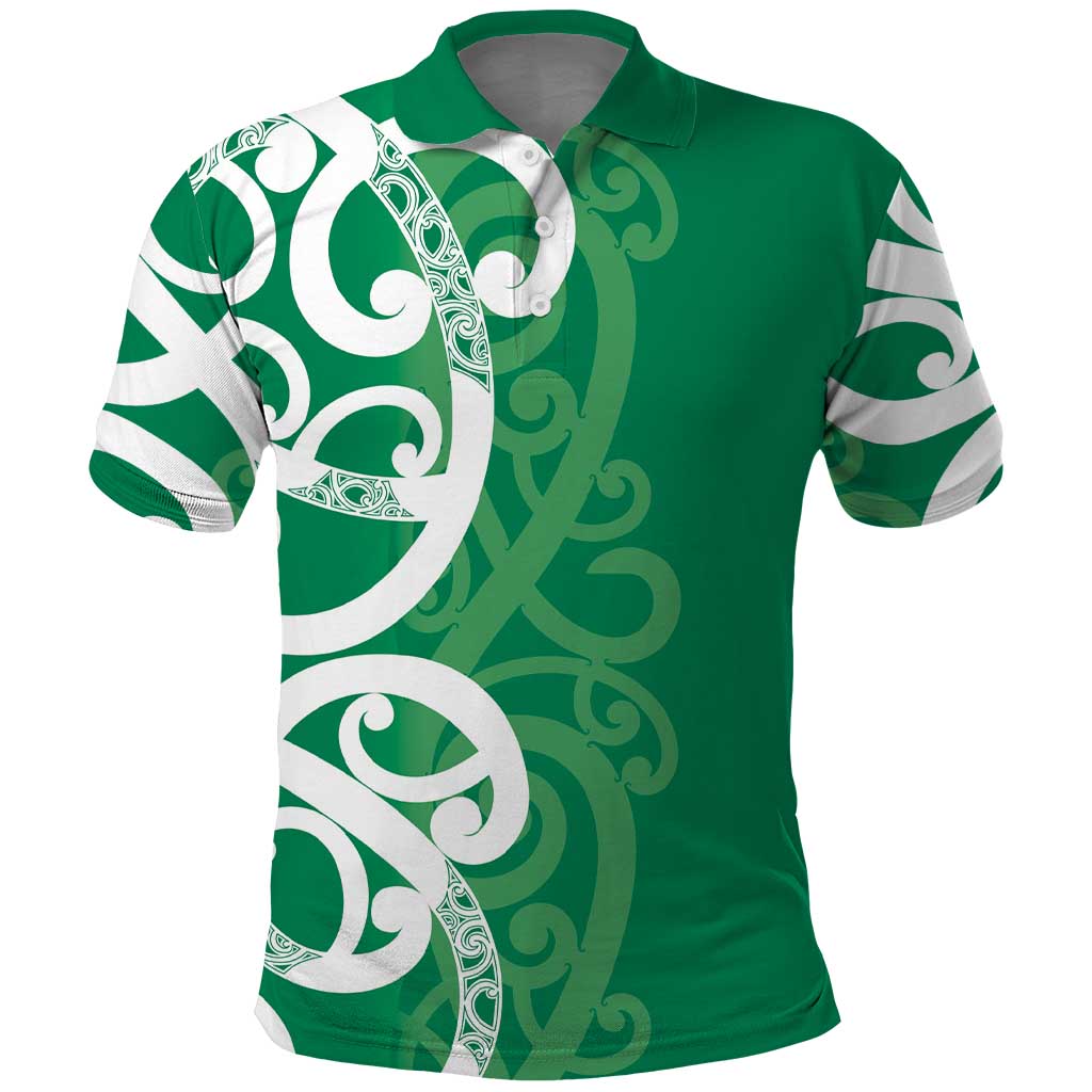 Pounamu Green Maori Polo Shirt Koru Kowhaiwhai - Polynesian Pride
