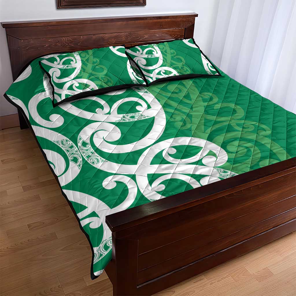 Pounamu Green Maori Quilt Bed Set Koru Kowhaiwhai - Polynesian Pride