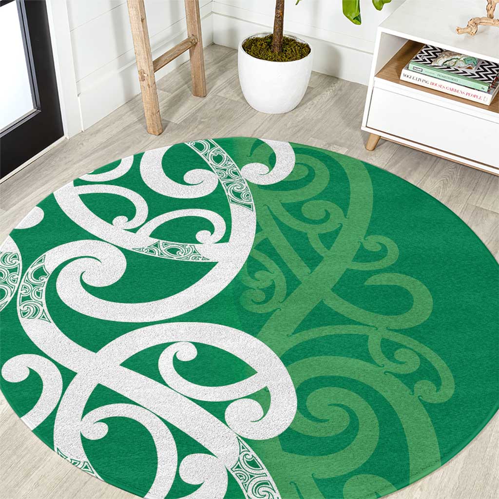 Pounamu Green Maori Round Carpet Koru Kowhaiwhai - Polynesian Pride