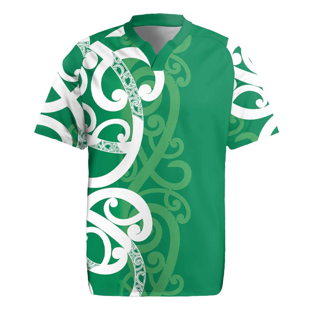 Pounamu Green Maori Rugby Jersey Koru Kowhaiwhai LT7 Green - Polynesian Pride