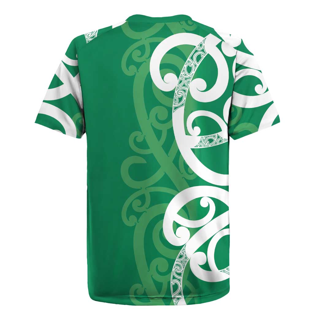 Pounamu Green Maori Rugby Jersey Koru Kowhaiwhai LT7 - Polynesian Pride