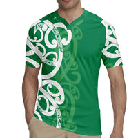 Pounamu Green Maori Rugby Jersey Koru Kowhaiwhai LT7 - Polynesian Pride