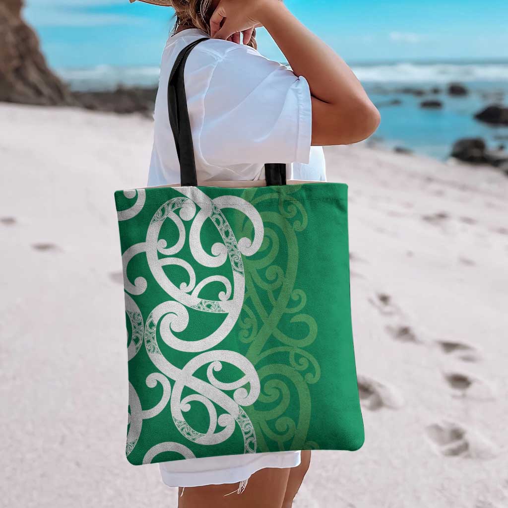 Pounamu Green Maori Tote Bag Koru Kowhaiwhai - Polynesian Pride
