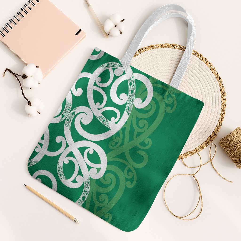 Pounamu Green Maori Tote Bag Koru Kowhaiwhai - Polynesian Pride