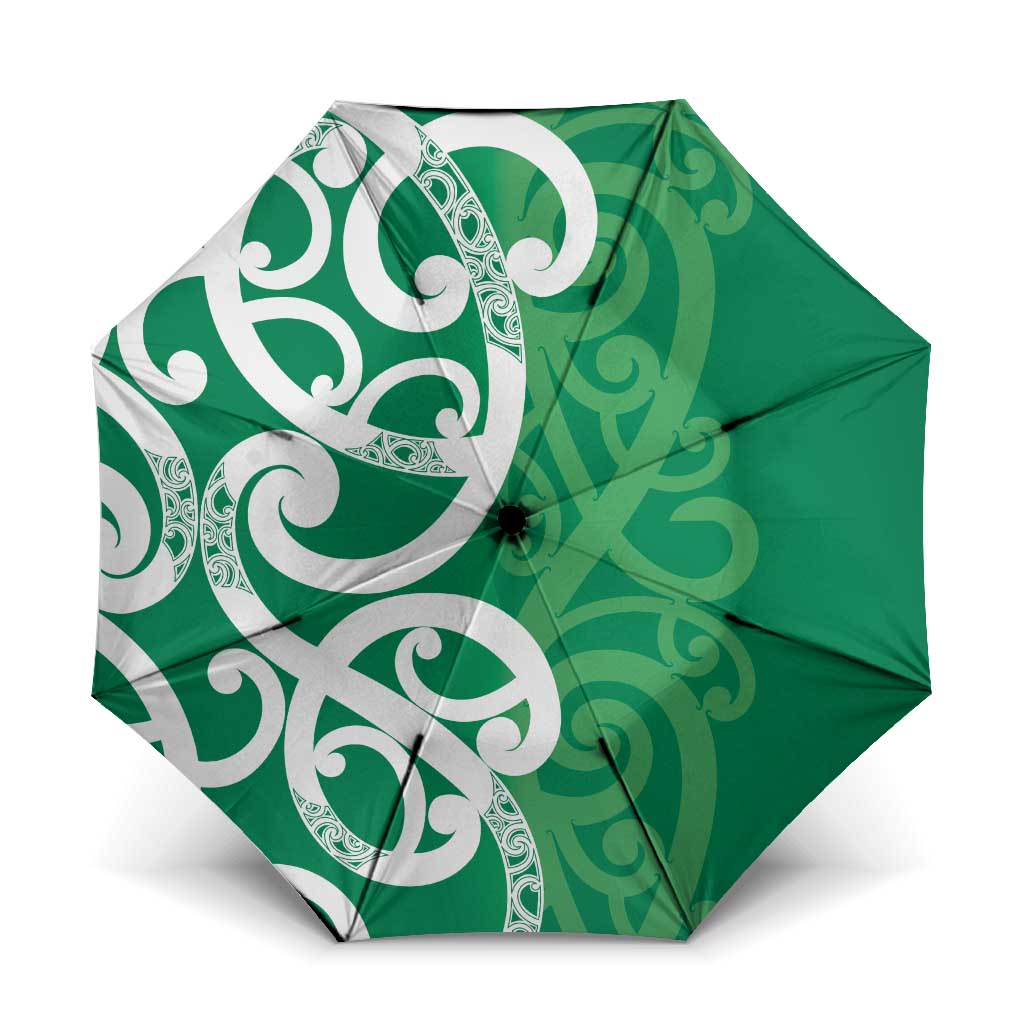 Pounamu Green Maori Umbrella Koru Kowhaiwhai - Polynesian Pride