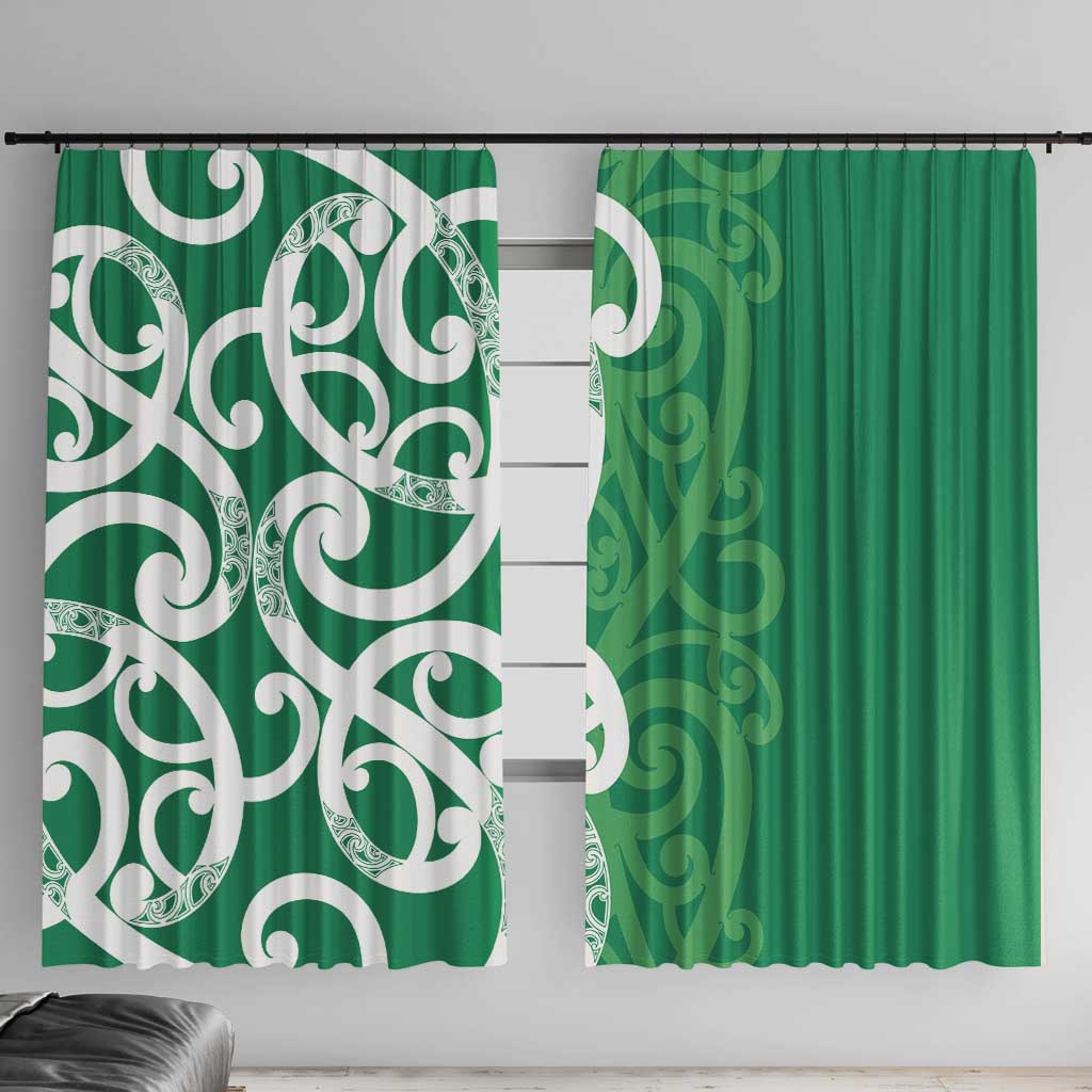 Pounamu Green Maori Window Curtain Koru Kowhaiwhai - Polynesian Pride