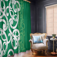 Pounamu Green Maori Window Curtain Koru Kowhaiwhai - Polynesian Pride