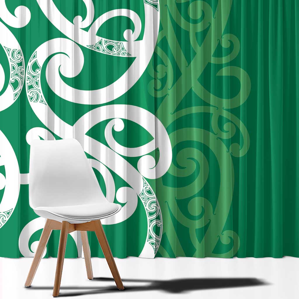 Pounamu Green Maori Window Curtain Koru Kowhaiwhai - Polynesian Pride