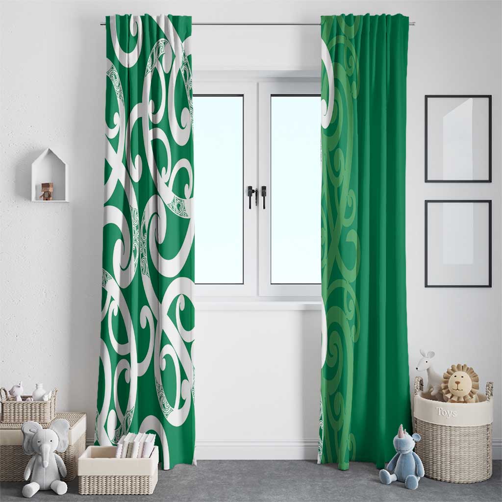 Pounamu Green Maori Window Curtain Koru Kowhaiwhai - Polynesian Pride