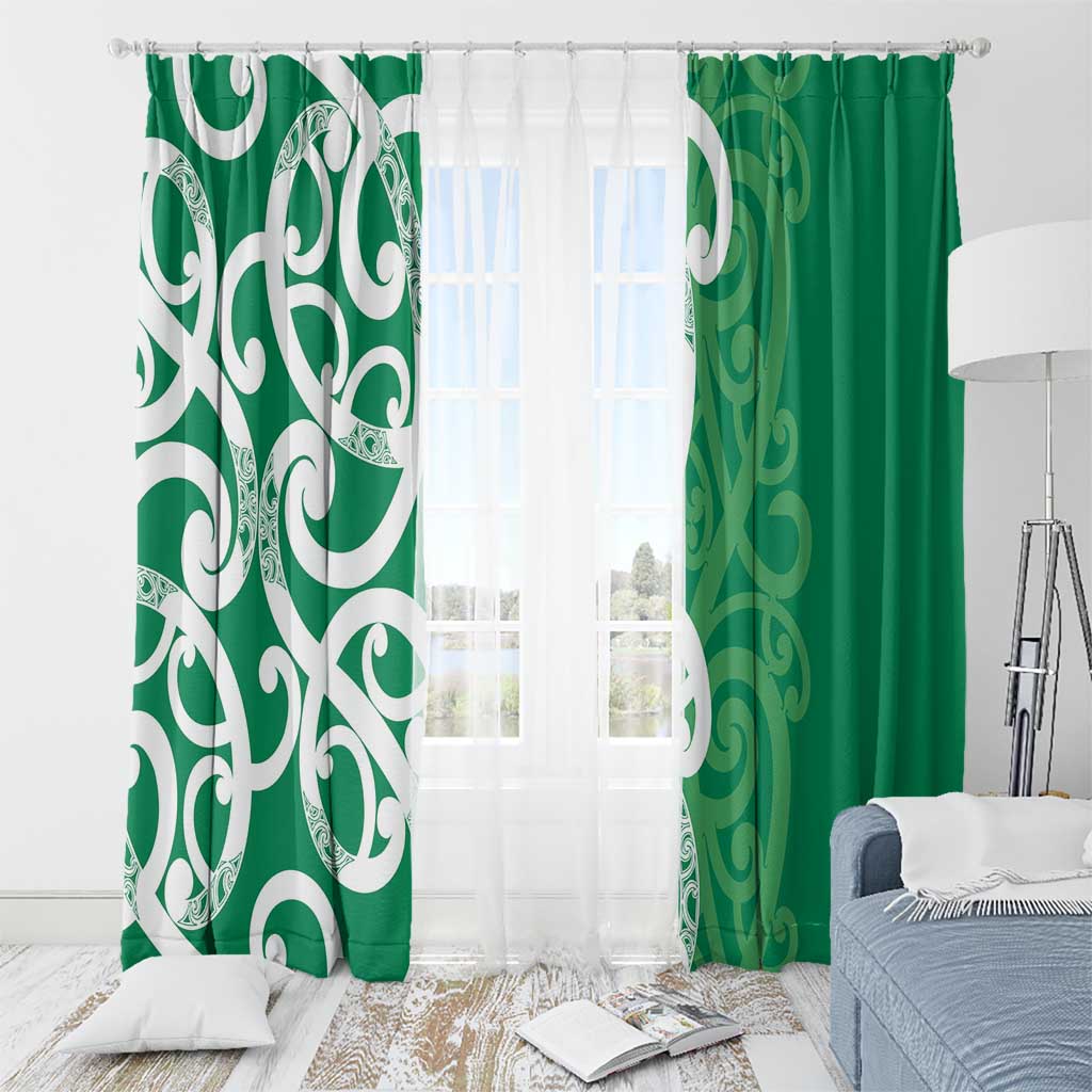 Pounamu Green Maori Window Curtain Koru Kowhaiwhai - Polynesian Pride