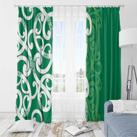 Pounamu Green Maori Window Curtain Koru Kowhaiwhai - Polynesian Pride