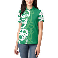 Pounamu Green Maori Women Polo Shirt Koru Kowhaiwhai - Polynesian Pride