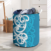 Azure Blue Maori Laundry Basket Koru Kowhaiwhai LT7 Blue - Polynesian Pride