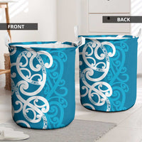 Azure Blue Maori Laundry Basket Koru Kowhaiwhai LT7 - Polynesian Pride