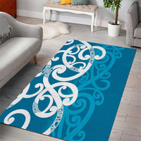 Azure Blue Maori Area Rug Koru Kowhaiwhai - Polynesian Pride